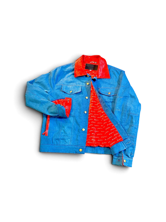 1 of 1 Denim & Leather Signature Embossed jacket (Large)
